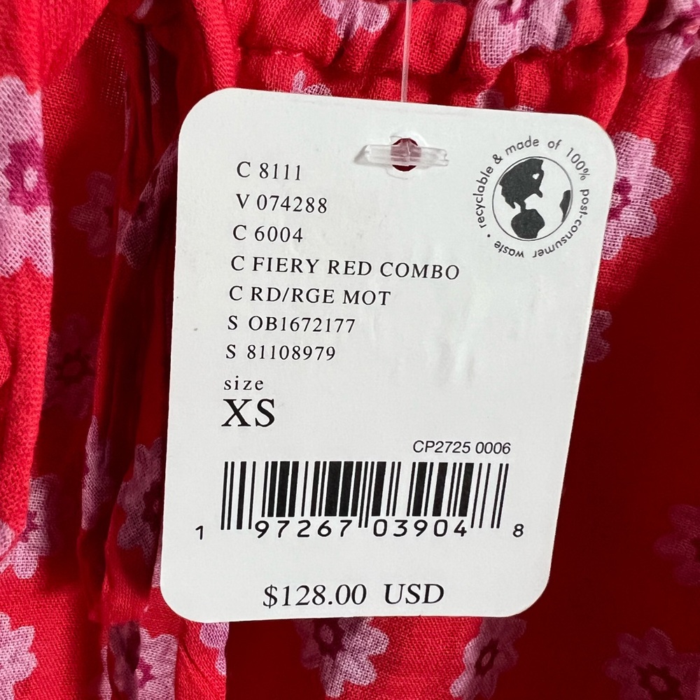 FREE PEOPLE Boho Floral Printed Flowy Blouse - Size XS - Red Combo - NWT - Picture 6 of 16